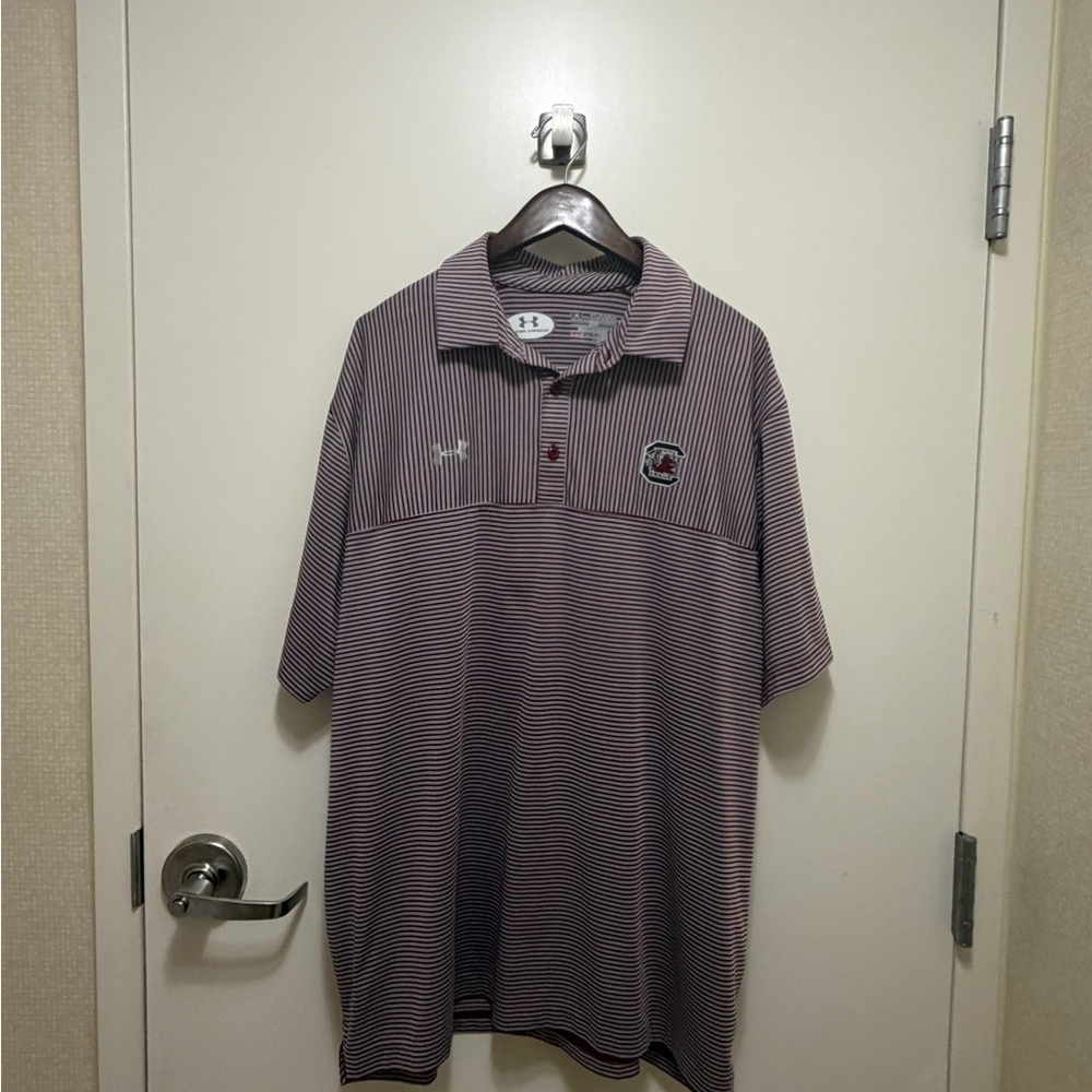 Under Armour Men's Striped Polo — Garnet and Black